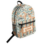 Orange & Blue Leafy Swirls Student Backpack (Personalized)