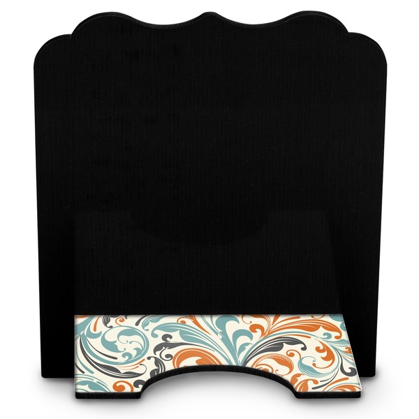 Orange & Blue Leafy Swirls Stylized Tablet Stand - Back