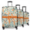 Orange & Blue Leafy Swirls Suitcase Set 1 - MAIN
