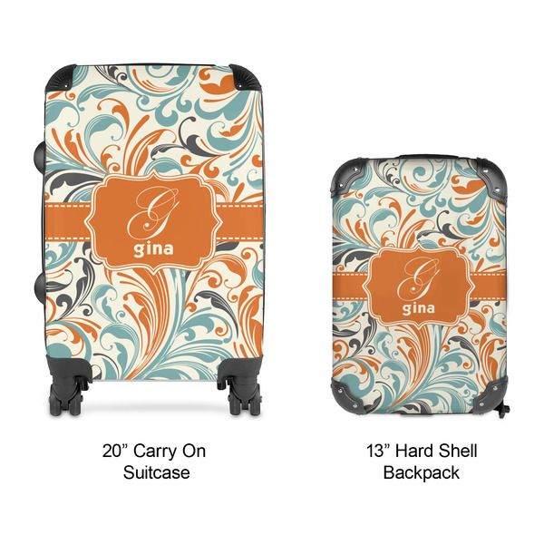 Orange & Blue Leafy Swirls Suitcase Set 4 - APPROVAL