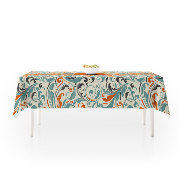 Orange & Blue Leafy Swirls Tablecloths (58"x102") - MAIN