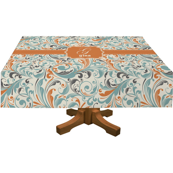 Orange & Blue Leafy Swirls Tablecloths (Personalized)