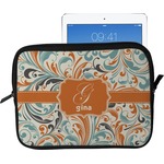 Orange & Blue Leafy Swirls Tablet Case / Sleeve - Large (Personalized)