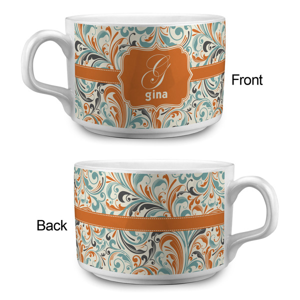 Orange & Blue Leafy Swirls Tea Cup - Single Apvl