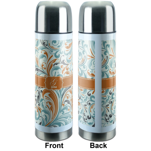 Orange & Blue Leafy Swirls Thermos - Apvl