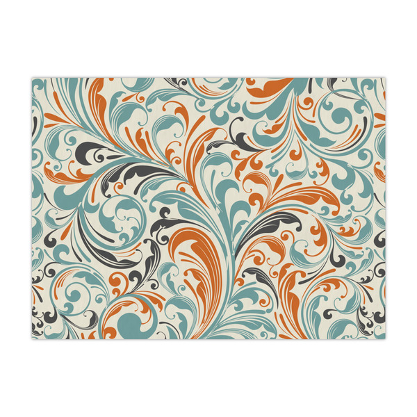 Custom Orange & Blue Leafy Swirls Tissue Paper Sheets - Large - Heavyweight