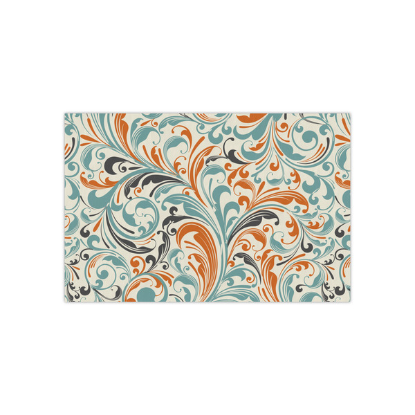 Custom Orange & Blue Leafy Swirls Tissue Paper Sheets - Small - Heavyweight