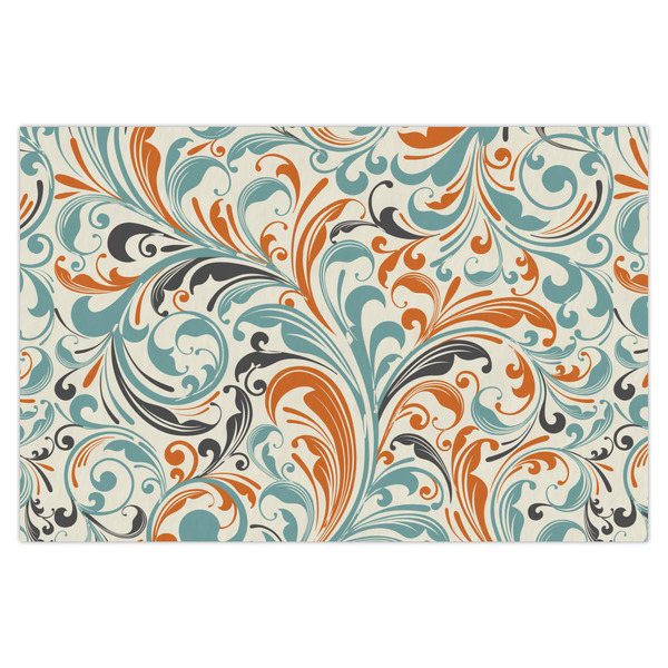 Custom Orange & Blue Leafy Swirls Tissue Paper Sheets - X-Large - Heavyweight