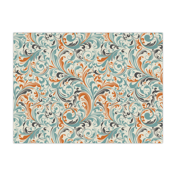 Custom Orange & Blue Leafy Swirls Tissue Paper Sheets