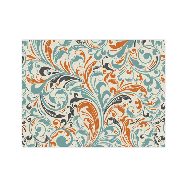 Custom Orange & Blue Leafy Swirls Tissue Paper Sheets - Medium - Lightweight