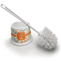 Orange & Blue Leafy Swirls Toilet Brush (Personalized)