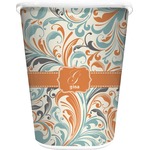 Orange & Blue Leafy Swirls Waste Basket (Personalized)