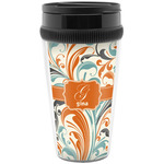 Orange & Blue Leafy Swirls Acrylic Travel Mug without Handle (Personalized)