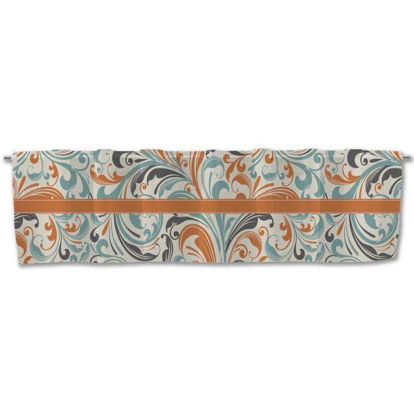 Orange & Blue Leafy Swirls Valance - Front