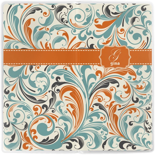Orange & Blue Leafy Swirls Vinyl Document Wallet - Apvl