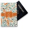 Orange & Blue Leafy Swirls Vinyl Passport Holder - Front