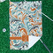 Orange & Blue Leafy Swirls Waffle Weave Golf Towel - In Context