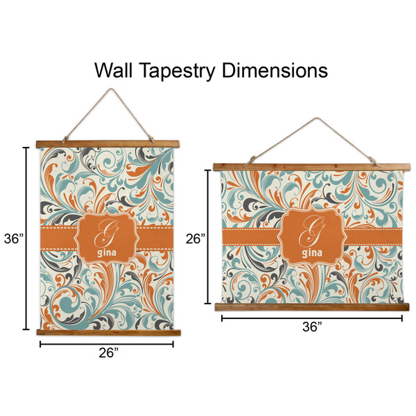 Orange & Blue Leafy Swirls Wall Hanging Tapestries - Parent/Sizing