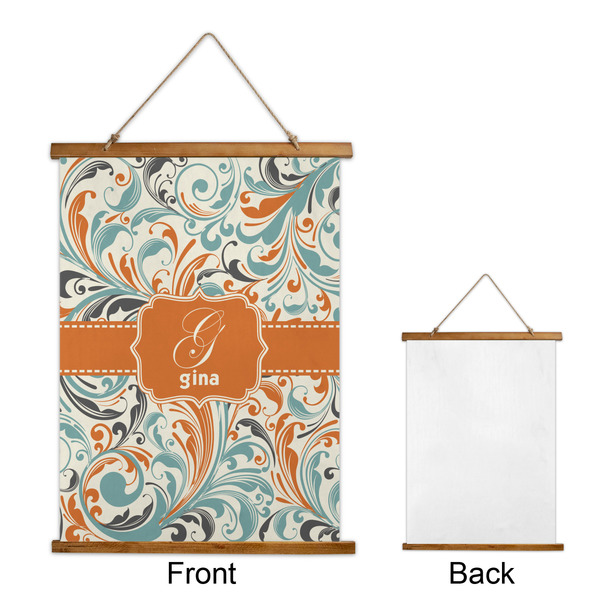 Orange & Blue Leafy Swirls Wall Hanging Tapestry - Portrait - APPROVAL