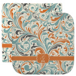 Orange & Blue Leafy Swirls Facecloth / Wash Cloth (Personalized)