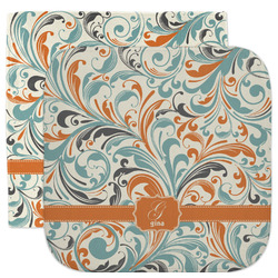 Orange & Blue Leafy Swirls Facecloth / Wash Cloth (Personalized)