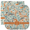 Orange & Blue Leafy Swirls Washcloth / Face Towels
