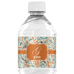 Orange & Blue Leafy Swirls Water Bottle Labels - Custom Sized (Personalized)