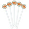 Orange & Blue Leafy Swirls White Plastic 5.5" Stir Stick - Fan View