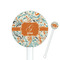 Orange & Blue Leafy Swirls White Plastic 5.5" Stir Stick - Round - Closeup