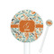 Orange & Blue Leafy Swirls 5.5" Round Plastic Stir Sticks - White - Single Sided (Personalized)