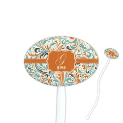 Orange & Blue Leafy Swirls Oval Stir Sticks (Personalized)