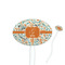Orange & Blue Leafy Swirls White Plastic 7" Stir Stick - Oval - Closeup