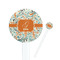 Orange & Blue Leafy Swirls White Plastic 7" Stir Stick - Round - Closeup