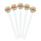 Orange & Blue Leafy Swirls White Plastic 7" Stir Stick - Round - Fan View