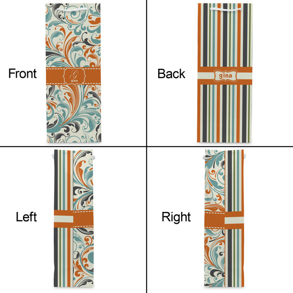 Orange & Blue Leafy Swirls Wine Gift Bag - Gloss - Approval