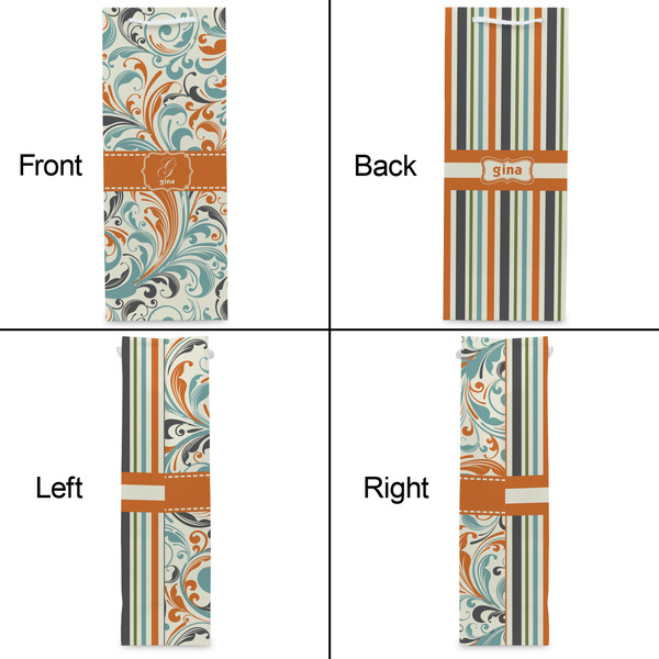 Orange & Blue Leafy Swirls Wine Gift Bag - Matte - Approval