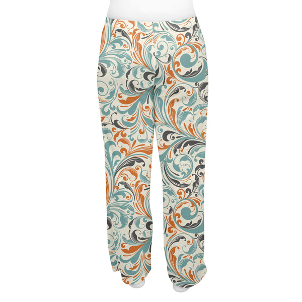 Orange & Blue Leafy Swirls Women's Pj on model - Back