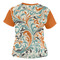 Orange & Blue Leafy Swirls Women's T-shirt Back