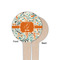 Orange & Blue Leafy Swirls Wooden 4" Food Pick - Round - Single Sided - Front & Back