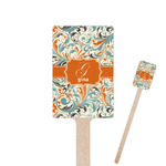 Orange & Blue Leafy Swirls Rectangle Wooden Stir Sticks (Personalized)