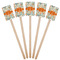 Orange & Blue Leafy Swirls Wooden 6.25" Stir Stick - Rectangular - Fan View
