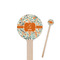 Orange & Blue Leafy Swirls Wooden 6" Stir Stick - Round - Closeup