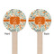 Orange & Blue Leafy Swirls Wooden 6" Stir Stick - Round - Double Sided - Front & Back