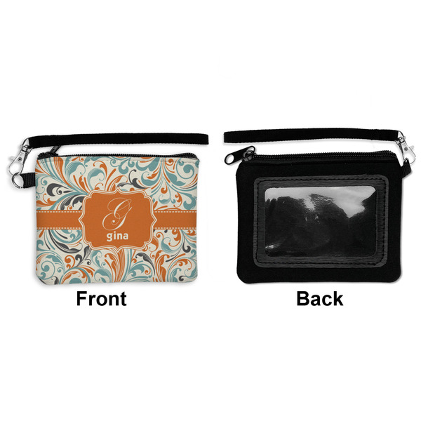 Orange & Blue Leafy Swirls Wristlet ID Cases - Front & Back