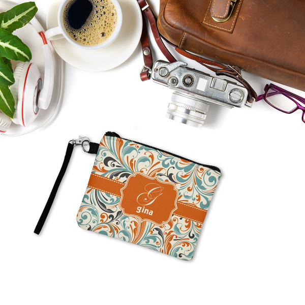 Orange & Blue Leafy Swirls Wristlet ID Cases - LIFESTYLE