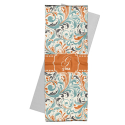 Orange & Blue Leafy Swirls Yoga Mat Towel (Personalized)