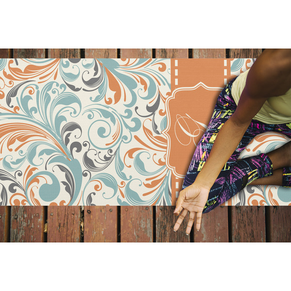 Orange & Blue Leafy Swirls Yoga Mats - LIFESTYLE