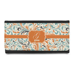 Orange & Blue Leafy Swirls Leatherette Ladies Wallet (Personalized)