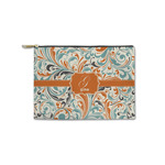 Orange & Blue Leafy Swirls Zipper Pouch - Small - 8.5"x6" (Personalized)