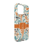 Orange & Blue Leafy Swirls iPhone Case - Plastic - iPhone 13 (Personalized)
